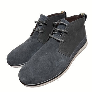 Ugg Black Suede Chukka Boots Men's 9 Gray Soles Lightweight Shoes Lace Up EUC